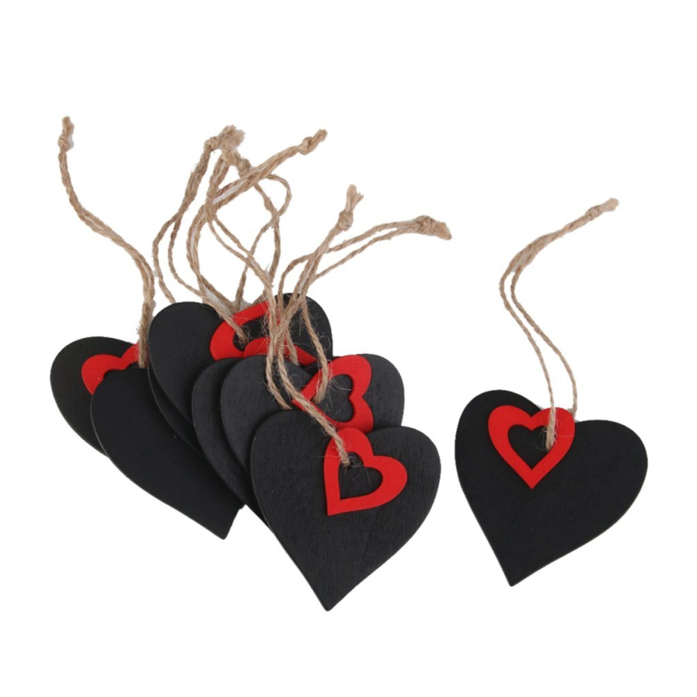 10pcs Mini Heart Shape Hanging Wooden Blackboard Gift Price Tags (Red)