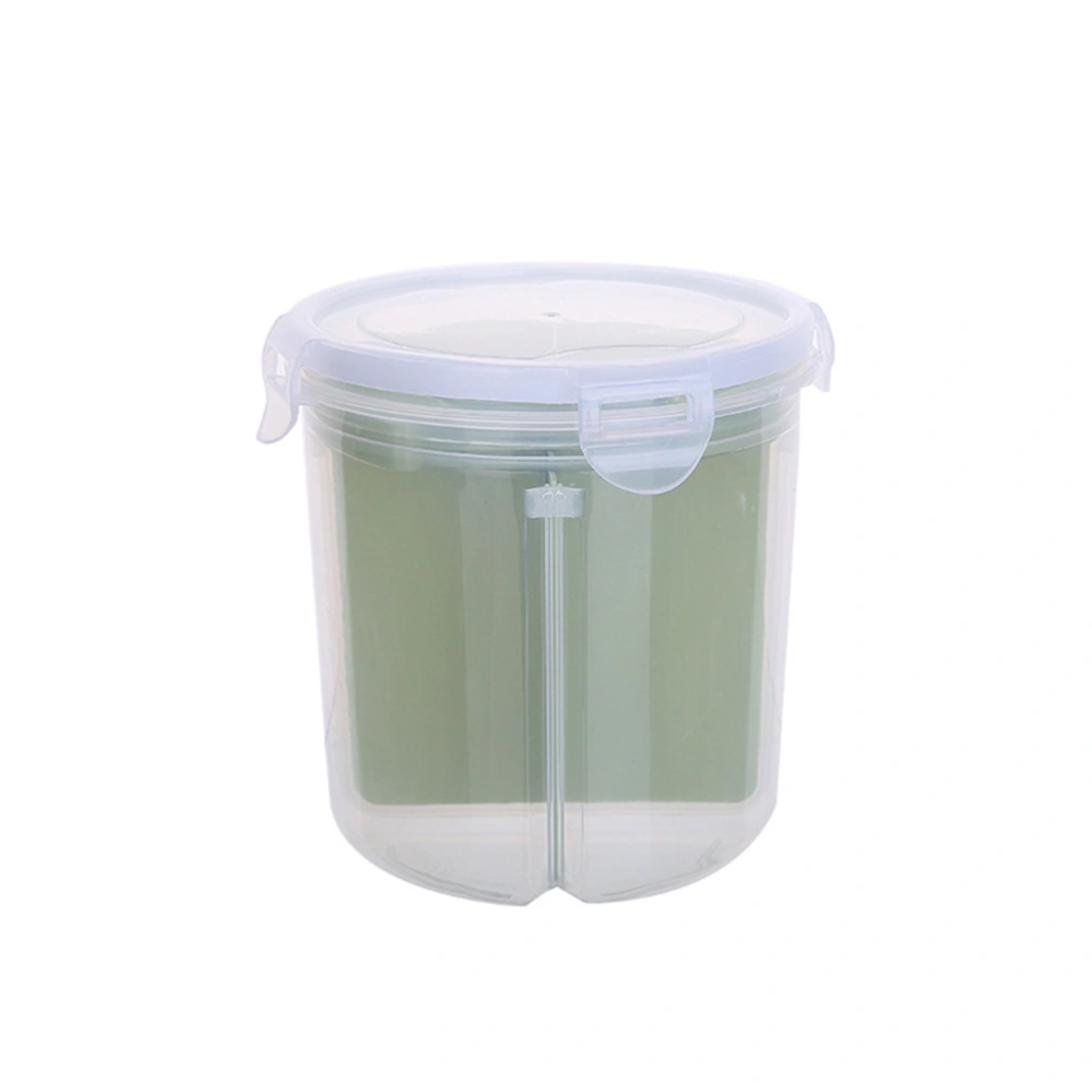 Plastic Transparent Grain Storage Tank 4-grid Sealed Can Kitchen Cereal Crisper for Dry Food Oatmeal Rice (Green)