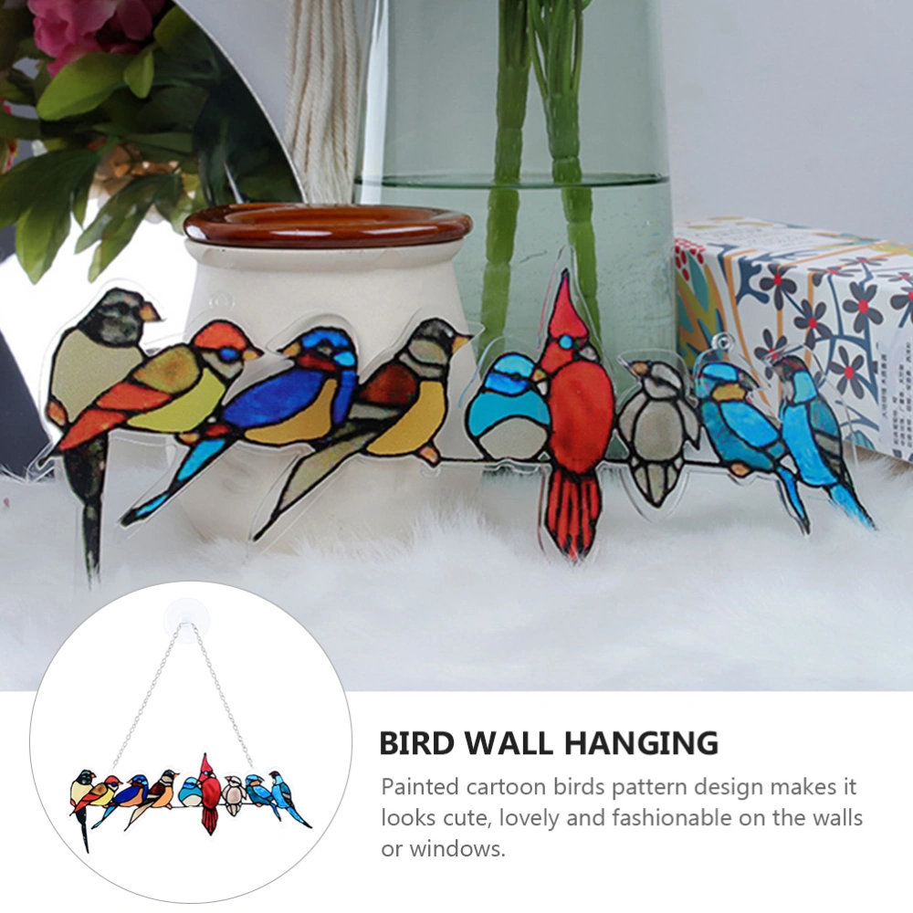 1Pc Hanging Colored Drawing Birds Decoration Bird Hanging Decor for Window