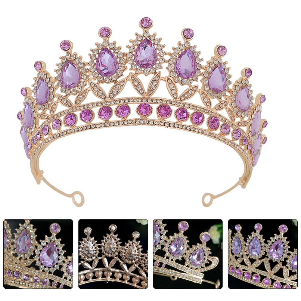 1pc Charming Girl Crown Bride Tiara Headdress Banquet Rhinestone Crown Headdress