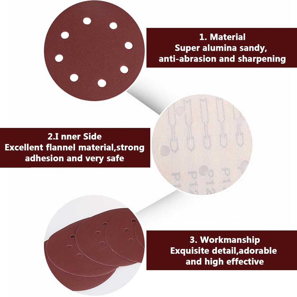 25PCS 8 Hole 5 Inch Hook and Loop Sanding Discs 150 Grit Sandpaper Circular Pads