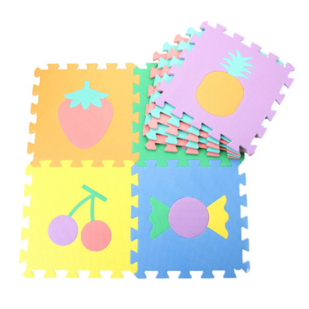 10pcs 30x30cm EVA Play Mats Floor Puzzle Crawling Play Game Mat for Baby Kids (Random Friut Pattern)