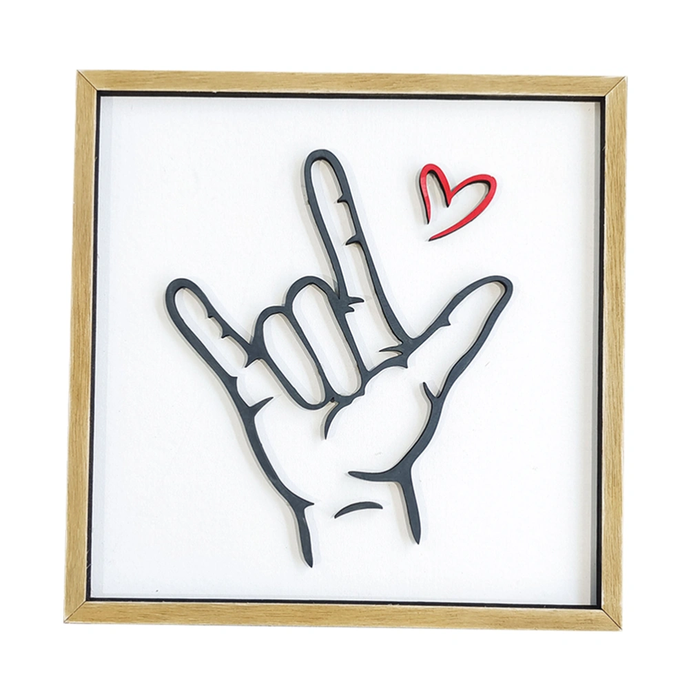 Wooden Handicraft Heart Gesture Pattern Wood Frame Wall Decor Wall Hanging Decor