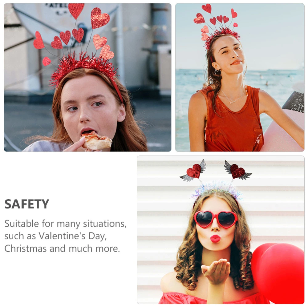 1 Set 2pcs Women Valentine's Day Party Love Headbands Hair Hoops Headdress (Red)