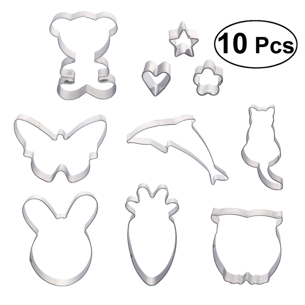 10pcs Cookie Cutters Kit Stainless Steel Cake Molds Cake Baking Molds Set for Kids Party(Rabbit)