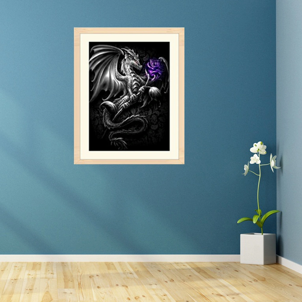 DIY 5D Beads Painting Dragon Pattern Rhinestone Cross Stitch Kit Home Wall Decor Craft 7608