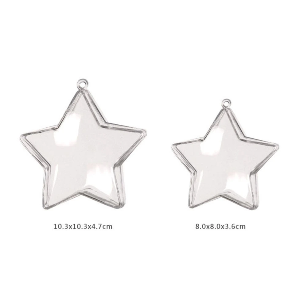 5PCS Fillable Star Shape Ornaments Transparent Pendants DIY Candy Boxs for Wedding Birthday Party (8cm)