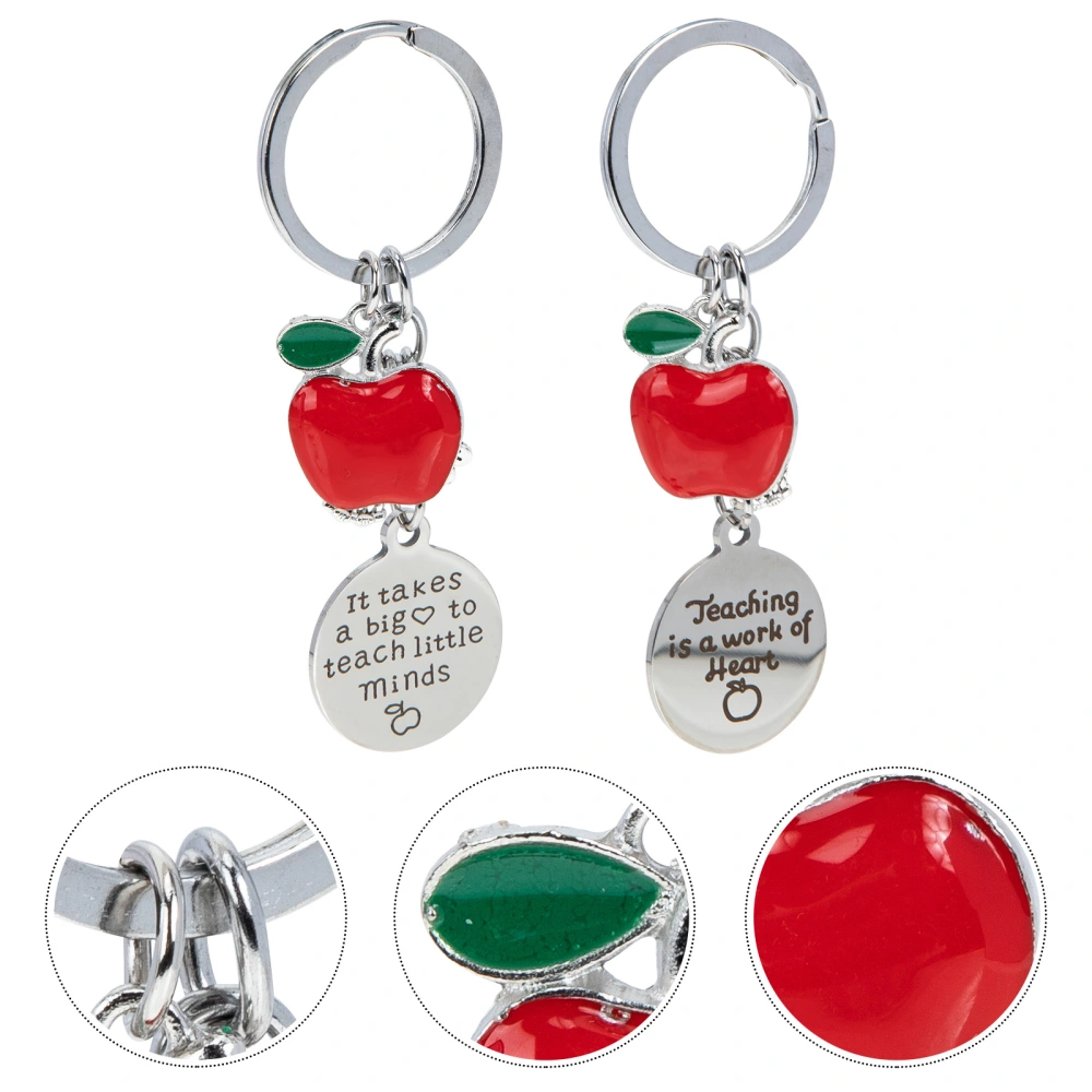 2pcs Teacher Appreciation Key Chains Stainless Steel Graduations Key Chains Key Pendants