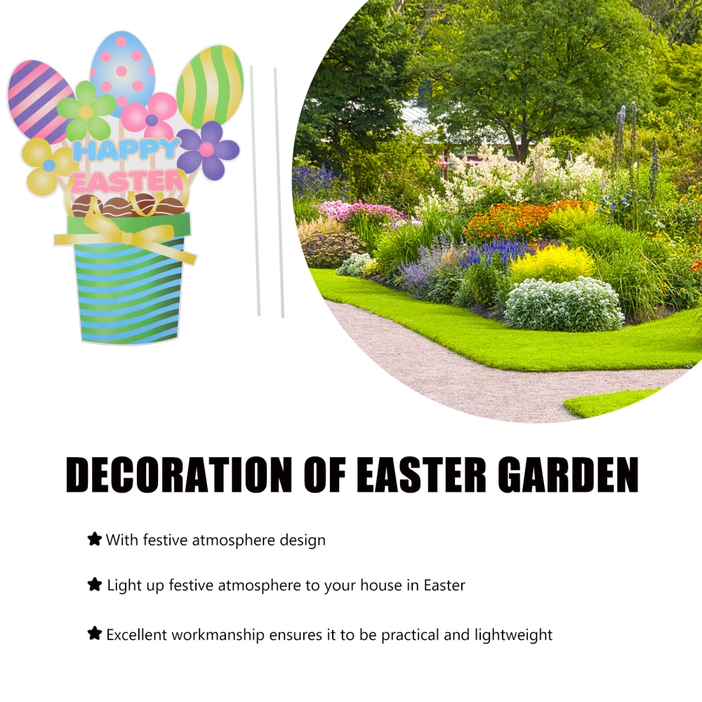 1pc Easter Yard Sign Garden Lawn Scene Decoration Easter Sign Party Supply