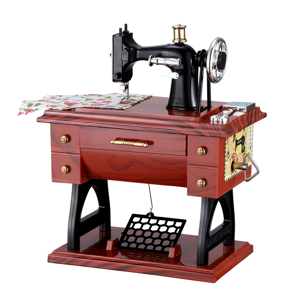 VORCOOL Vintage Sewing Music Box Musical Toy Sewing Machine Music Sartorius Model Play Creative Gift