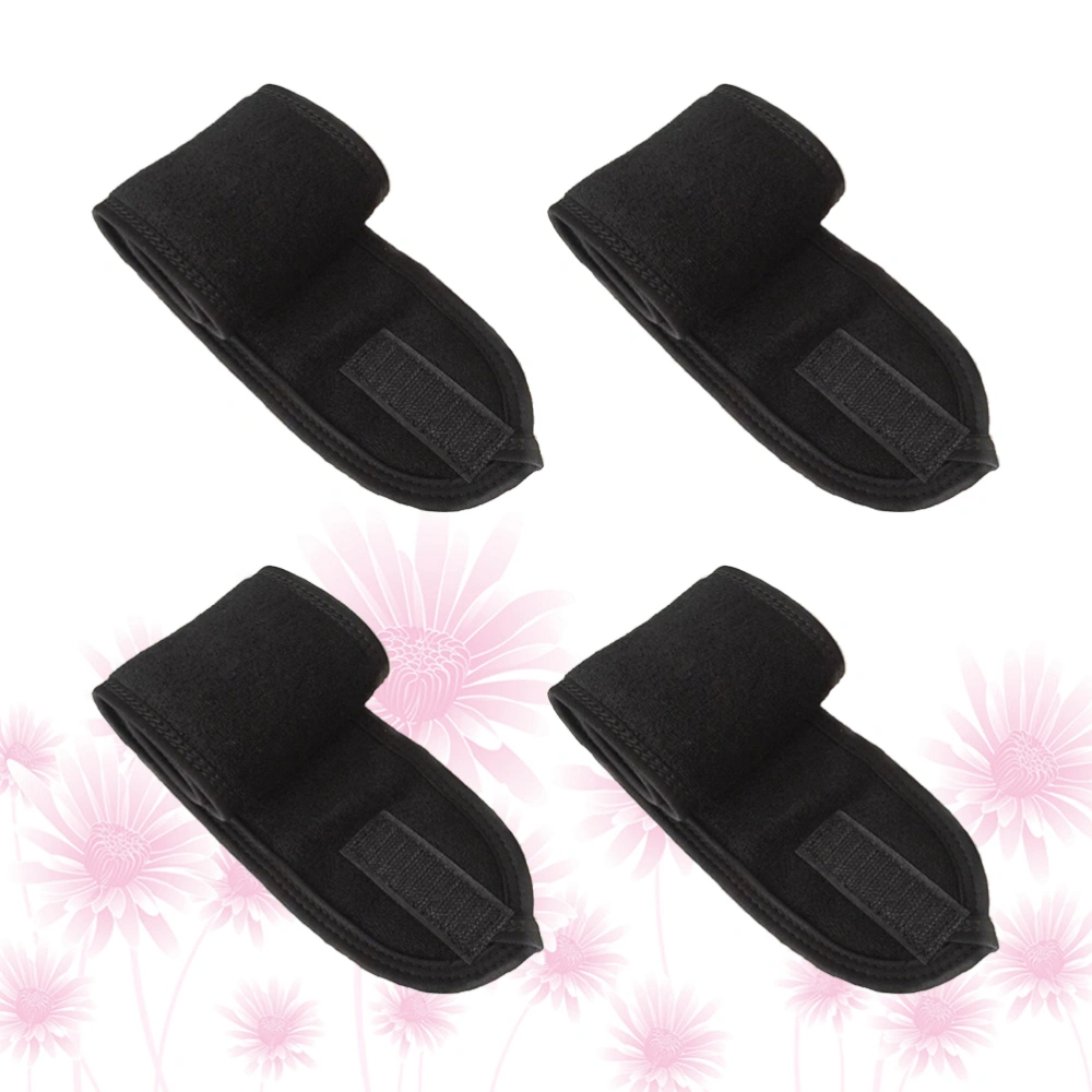 4Pcs Sticky Tape Facial Spa Headbands Make Up Headwrap Sweat Absorbent Headband Bathing Hair Hoops Black