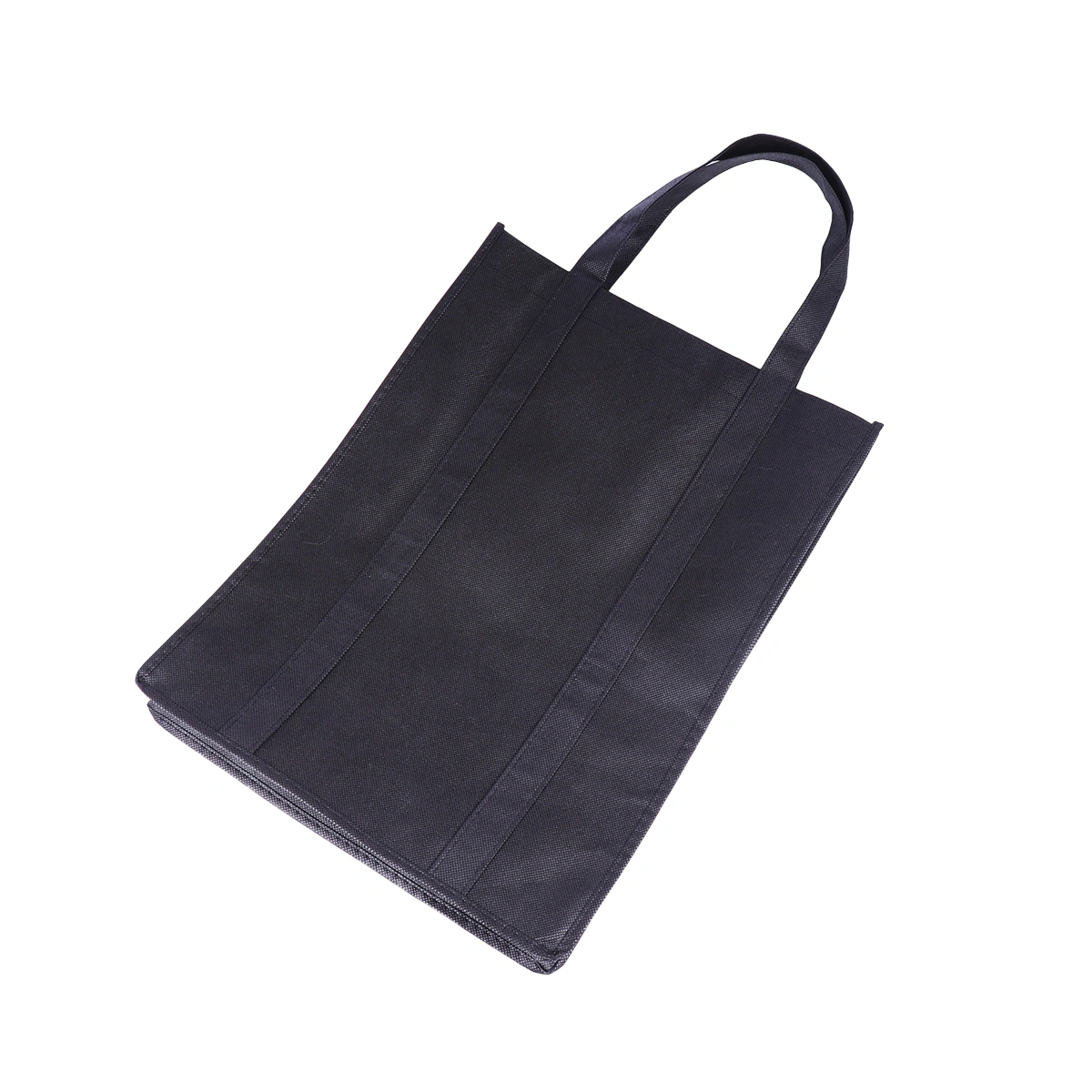 10 Pcs Nonwoven Shopping Bags Foldable Solid Color Hand Tote Storage Pouch Handbag for Outdoor Walking (Black)