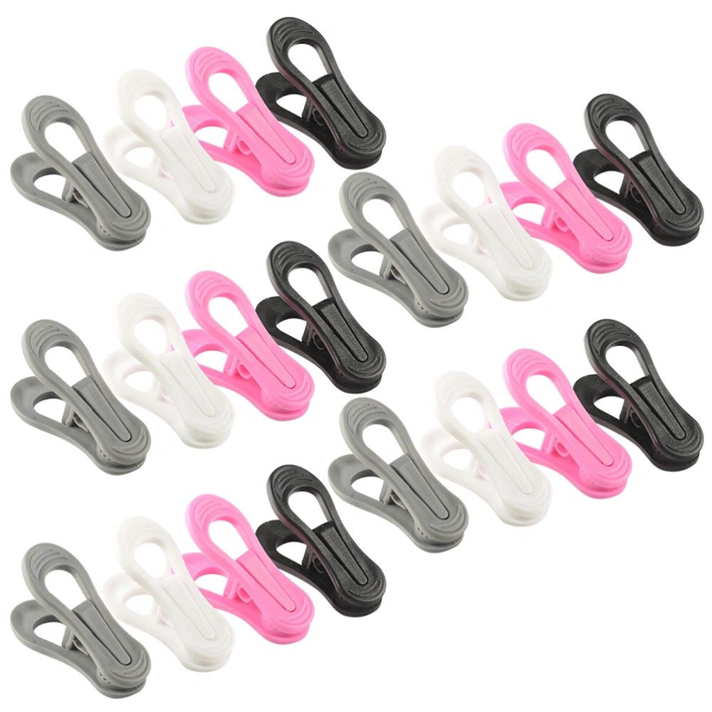 20 Pcs Plastic Towel Clips Bright Color Multi-purpose Windproof Clothespin Clothes Drying Hanger Accessories for Clothesline Utility (Black, Pink, White, Grey)