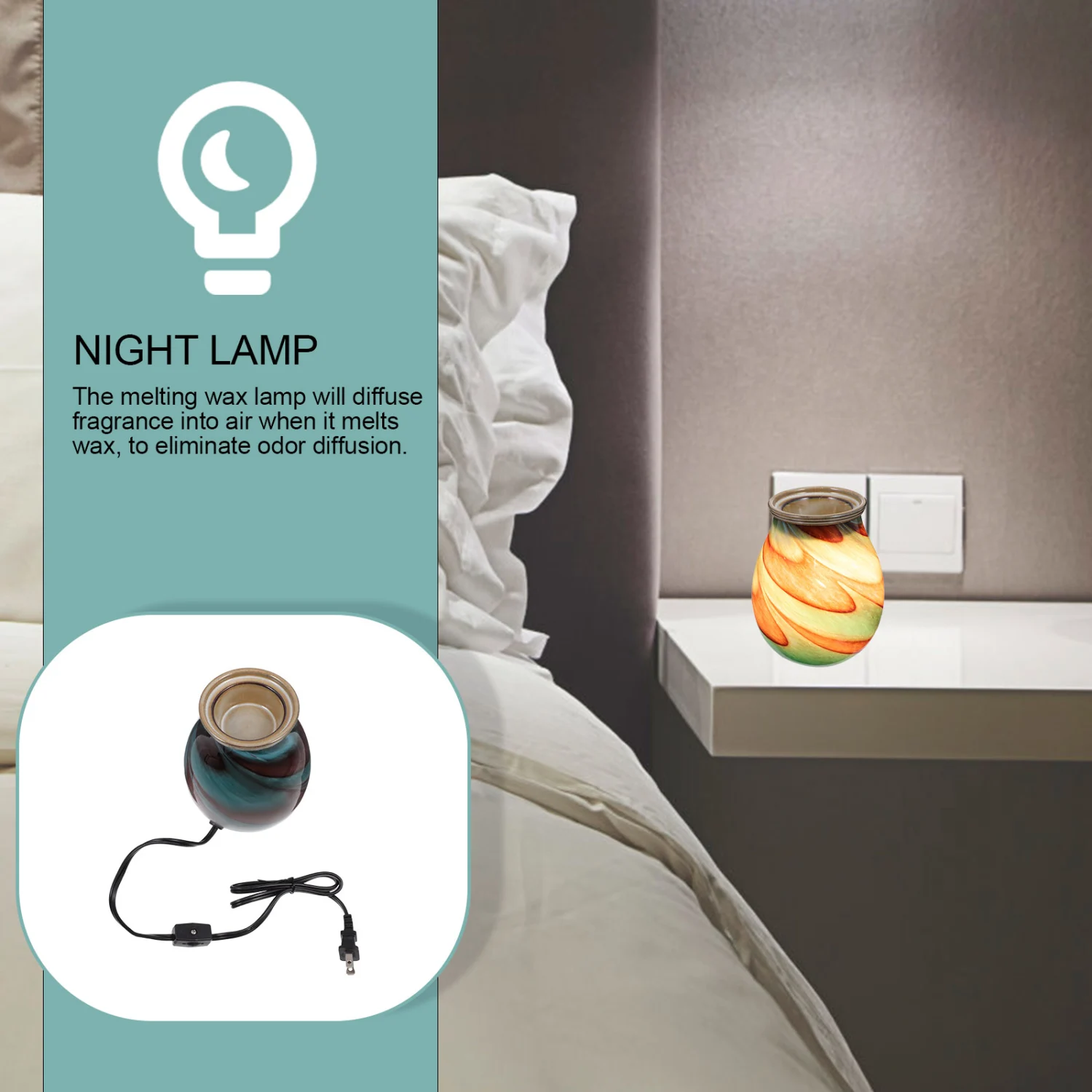 1pc Ceramic Wax Melting Device Plug-in Night Light Household Aroma Accessory