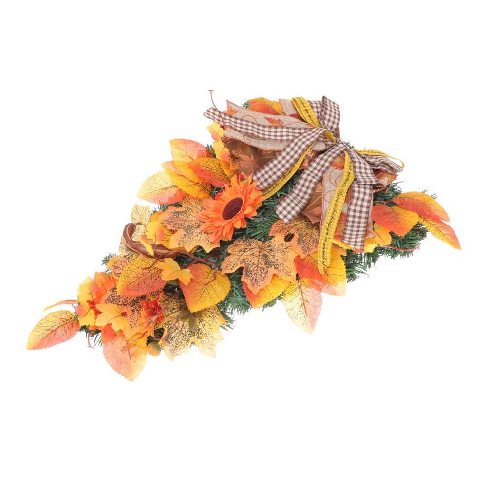 Thanksgiving Swag Maple Leaves Ribbon Wreath Decor Tree Pendant Wall Ornament Home Supplies