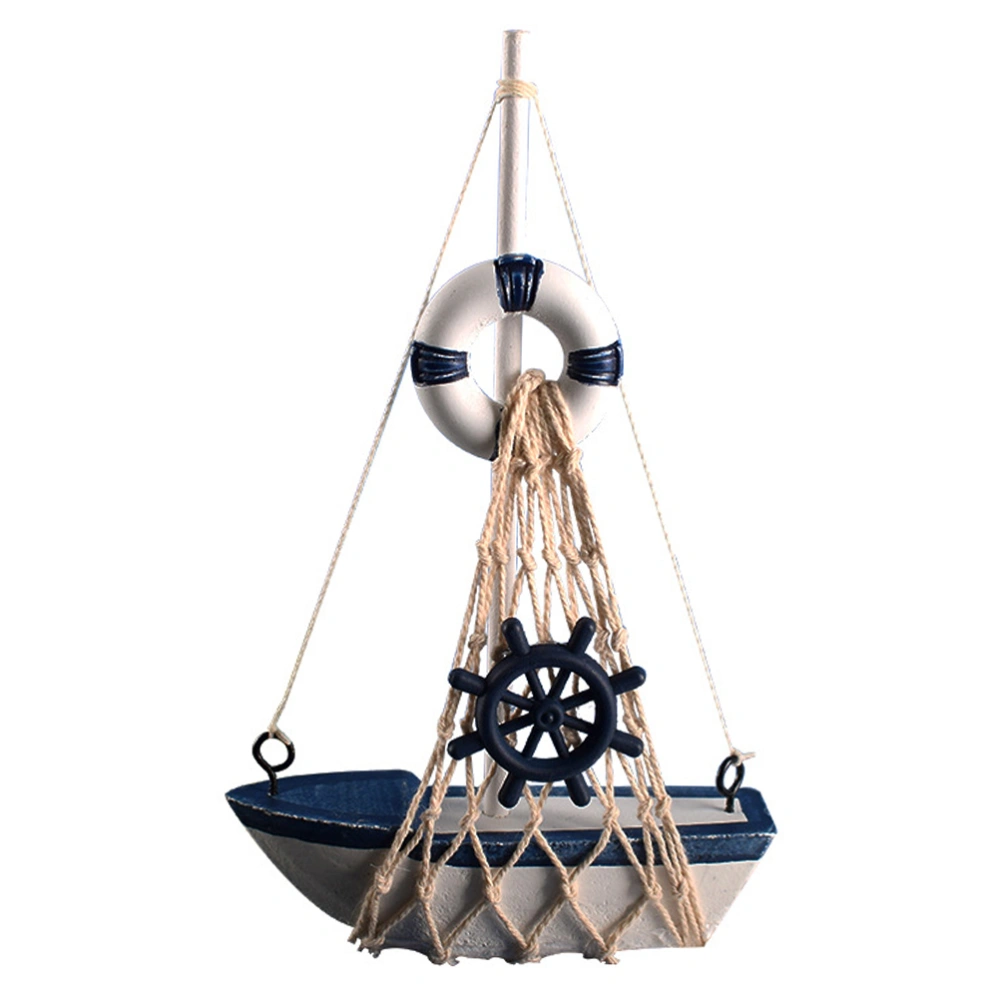 1PC Mediterranean Sailboat Model Creative Sailing Boat Crafts Decor (17.5CM)