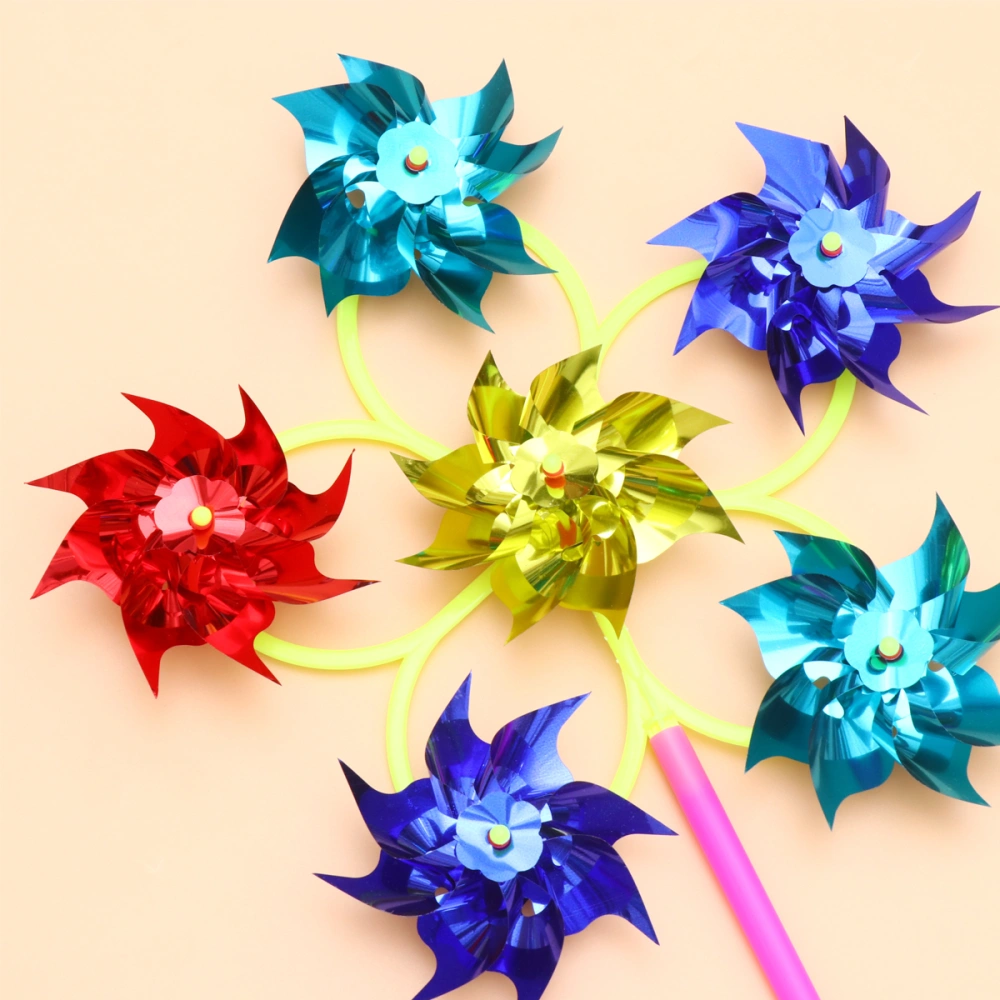 6pcs Outdoor Colorful Plastic Sequined Windmill Colorful Pinwheel Wind Kids Toy Kids Outdoor Toy (Colorful)