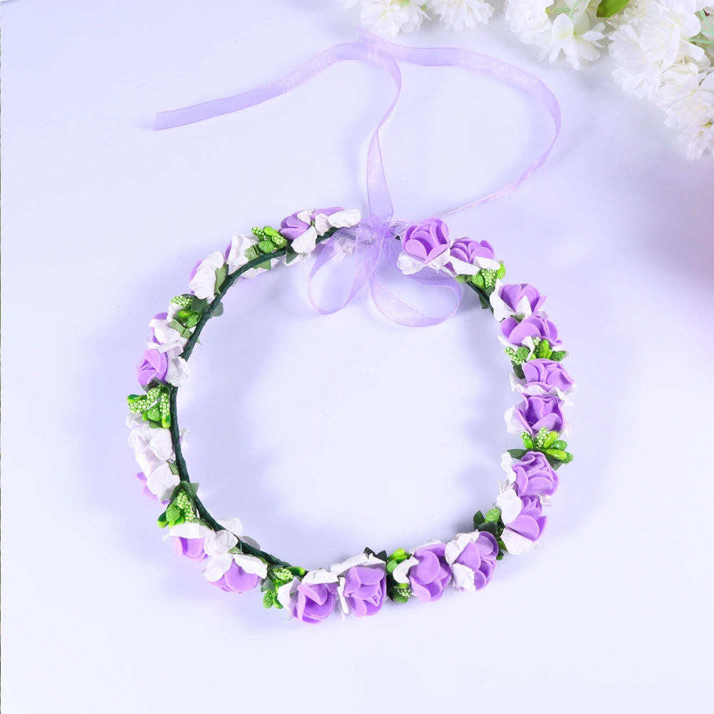 Girl Handmade Wreath Headband Rattan Simulation Berry Floral Decoration Hair Loop Wreath Headband Hair Accessories for Children (Strawberry Single Row Purple Headband Purple)