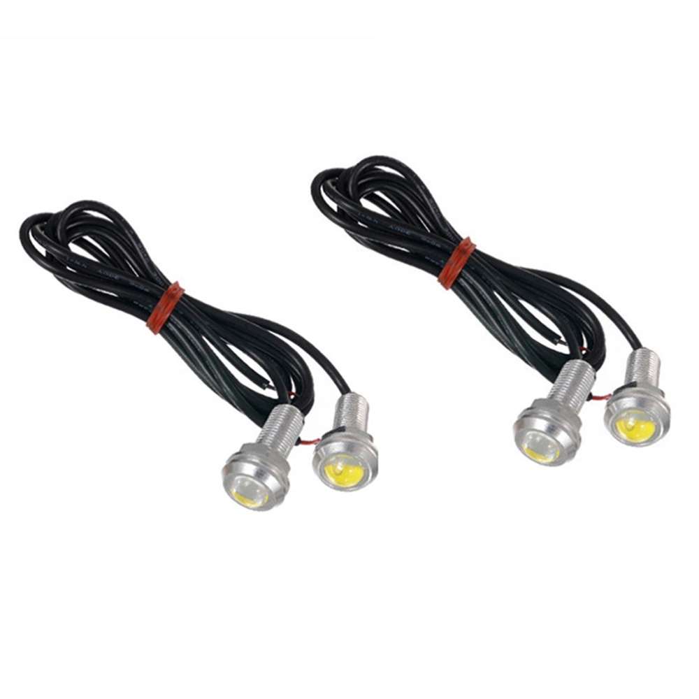 2pcs Universal Waterproof 18mm Eagle Eye LED Lights Car Motor Turn Signal Fog Light DRL Tail/Head Backup Lights Bulbs (Yellow Light)