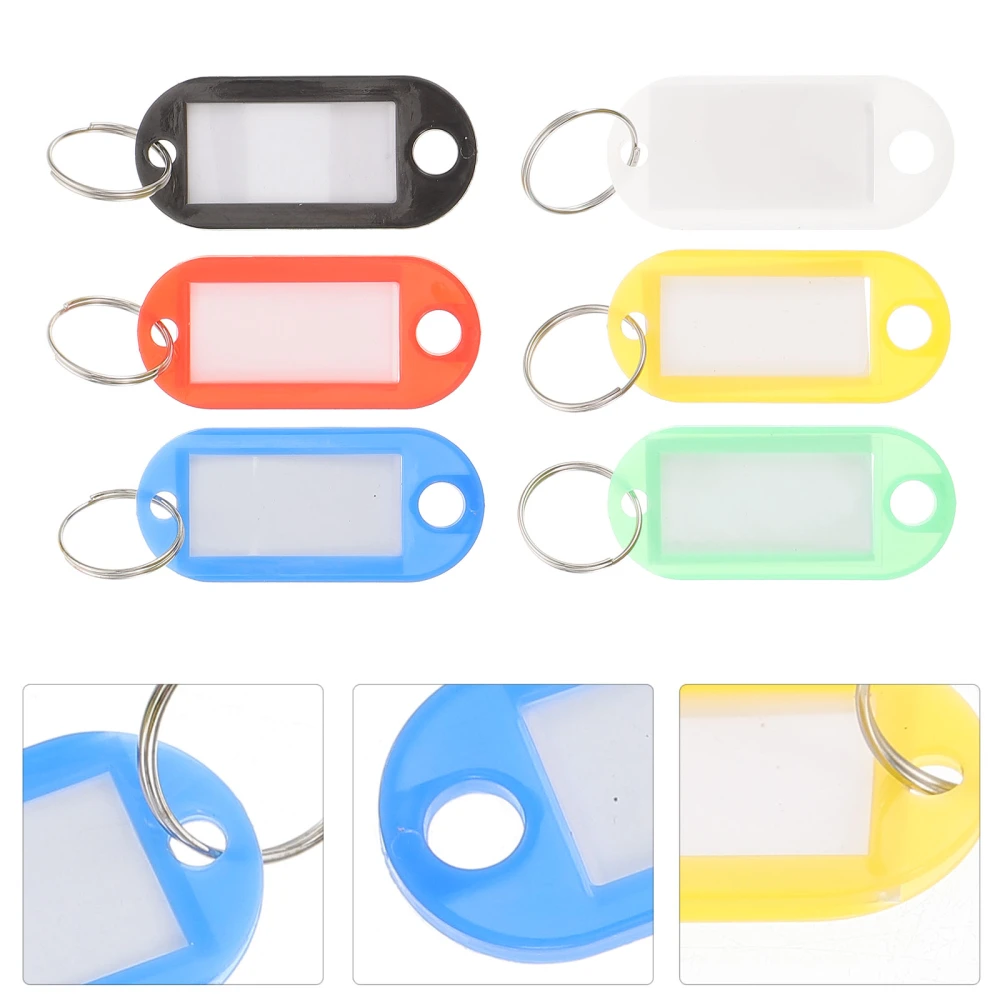 NUOLUX 30pcs Multi-color Plastic Key Fobs Luggage ID Tags Labels with Key Rings (Random Color)