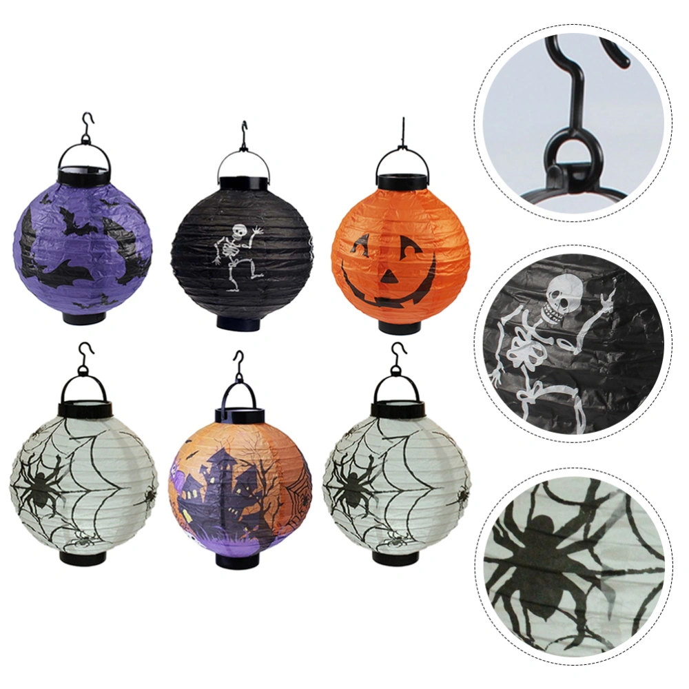 6pcs Halloween Paper Lanterns Hanging LED Folding Lamps Party Decoration