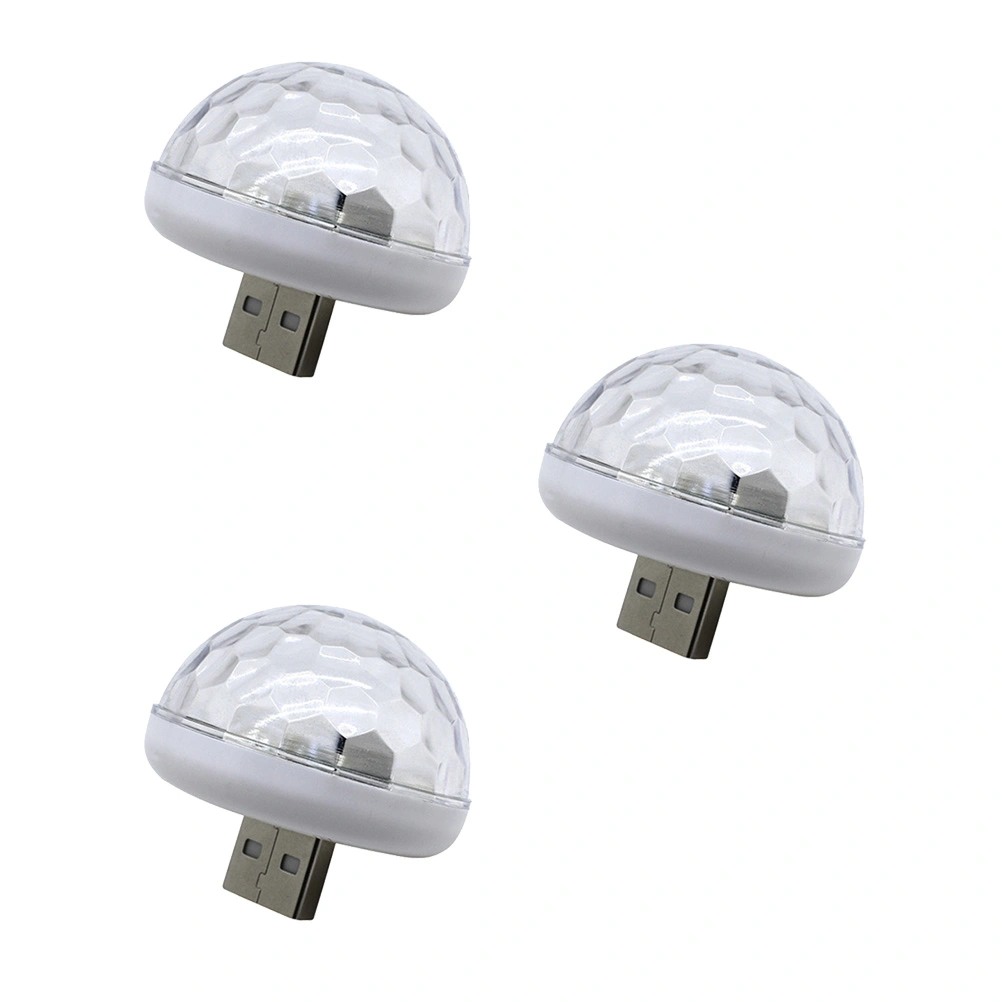 3 Pcs Fashionable USB Mini Lamps Practical Disco Ball Party Lights (White)