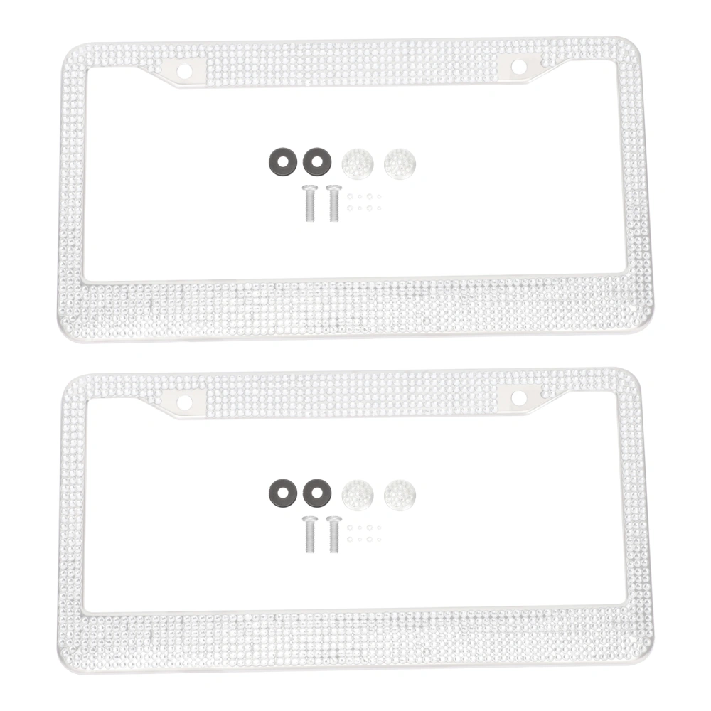 2Pcs License Plate Frame Rhinestones License Plate Frames Automotive Exterior Accessories