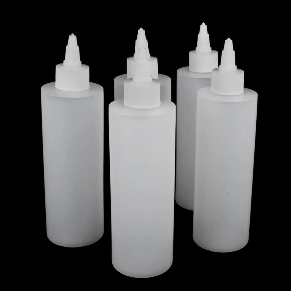 5pcs 250ml Plastic Empty Bottle for Ink Pigment Squeeze Bottles Cosmetic Tool (Random Color)