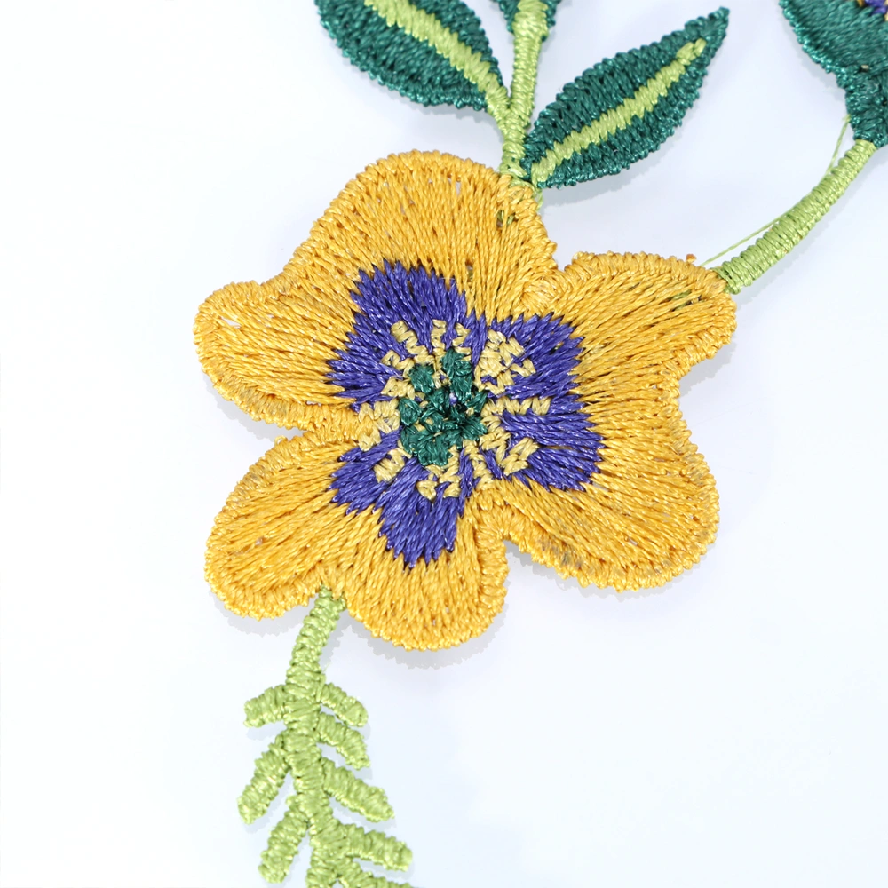 1 Pair Embroider Lace Sewing Patch Stitch Patch Embroider Floral Patch for Decor (Yellow)