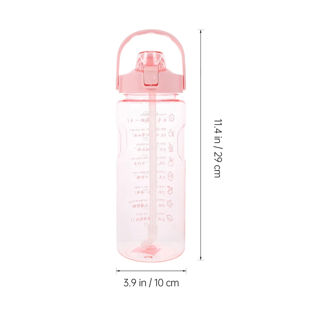 1Pc Large Capacity 2000ml Water Bottle with Straw Portable Outdoor Sports Water Bottle