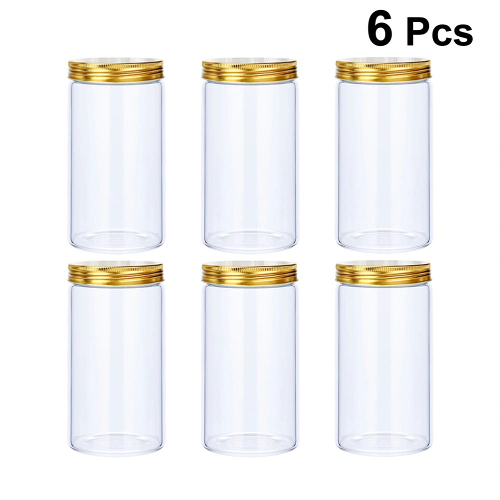 6 Pcs Storage Containers Portable Useful Candy Jar Grain Cans Aluminum Screw-on Lids Storage Holder (Golden)