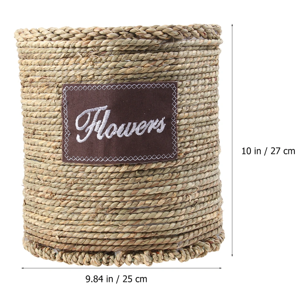 Vine Flowerpot Scindapsus Aureus Rattan Plaited Flowerpot Nordic Style Straw Large Creative Knit Flowerpot (Cylindrical Large Size)