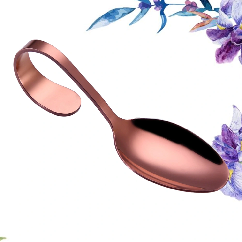 Stainless Steel Spoon Curved Handle Tableware Spoon for Hotel Buffet Kitchen (Rose Golden)