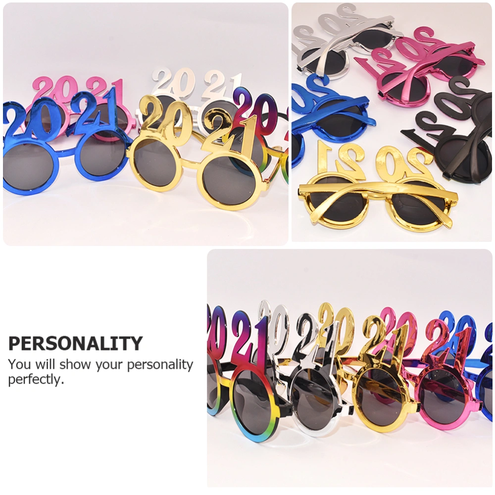 Prop Glasses Dressing Up 2021 Number New Year Photography Prop Glasses Party Decorative Glasses (Golden)