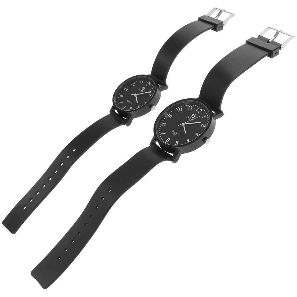 2pcs Fashionable Unisex Personality Wristwatch Retro Watch Concise Leather Watch