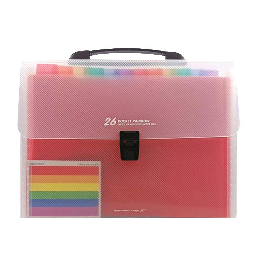 1pc Rainbow Document File Package Handheld Multilayer Folder Bag Portable Data Packages Documents Folder for Student Teachers (Colorful)
