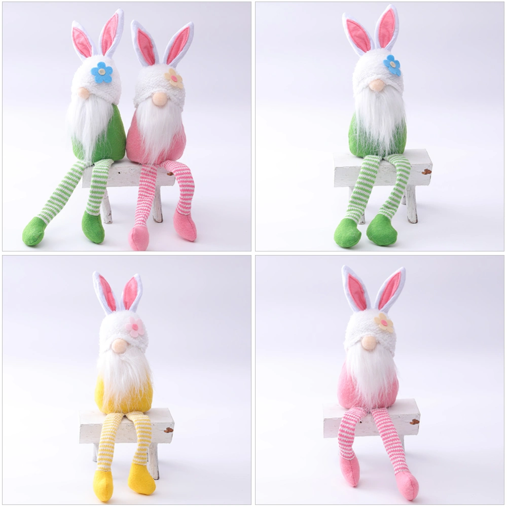 3Pcs Easter Long Foot Gnome Dolls Rabbit Ear Faceless Dolls Party Desktop Decors