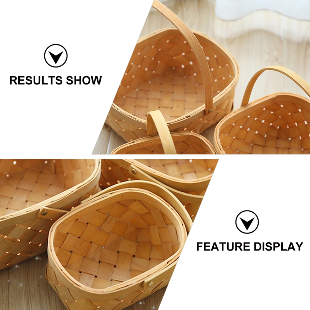 1pc Storage Basket Portable Wood Chip Basket Woven Household Basket (Small)