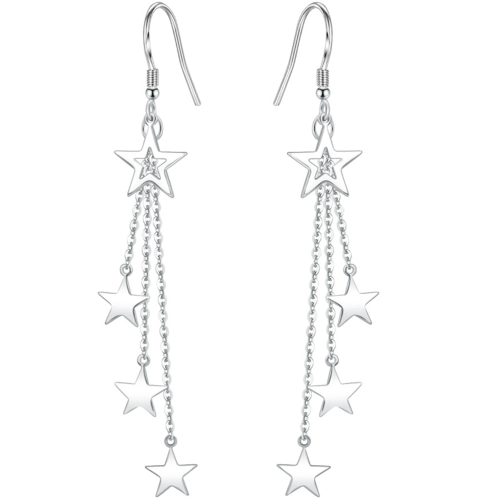 1 Pair Women Earrings Girls Drop Earrings Delicate Star Tassel Dangle Earrings