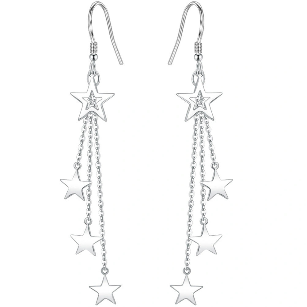 1 Pair Women Earrings Girls Drop Earrings Delicate Star Tassel Dangle Earrings
