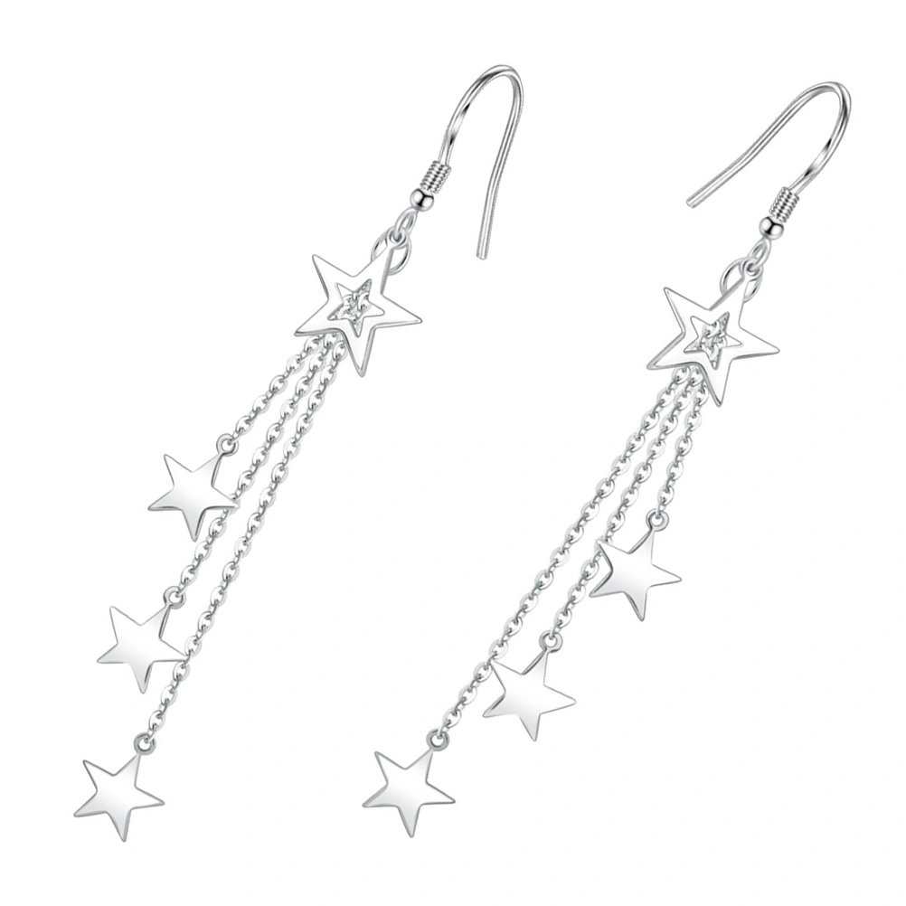 1 Pair Women Earrings Girls Drop Earrings Delicate Star Tassel Dangle Earrings