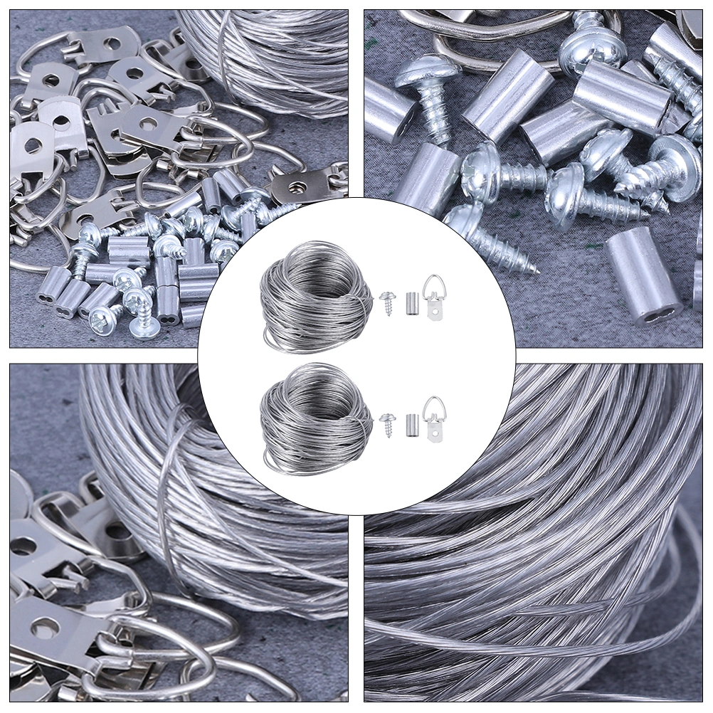 2 Sets Picture Frame Hanging Kit Picture Hanging Wire Ring Hanger Screws