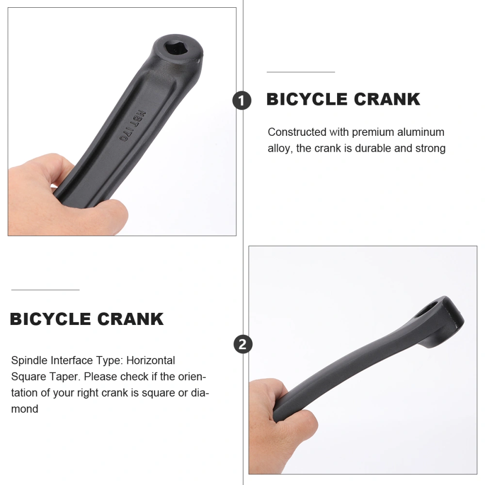 Bike Crank Diagonal Square Hole Cranks Cycling Repair Part Left Crank for Mountain Bike (Black)