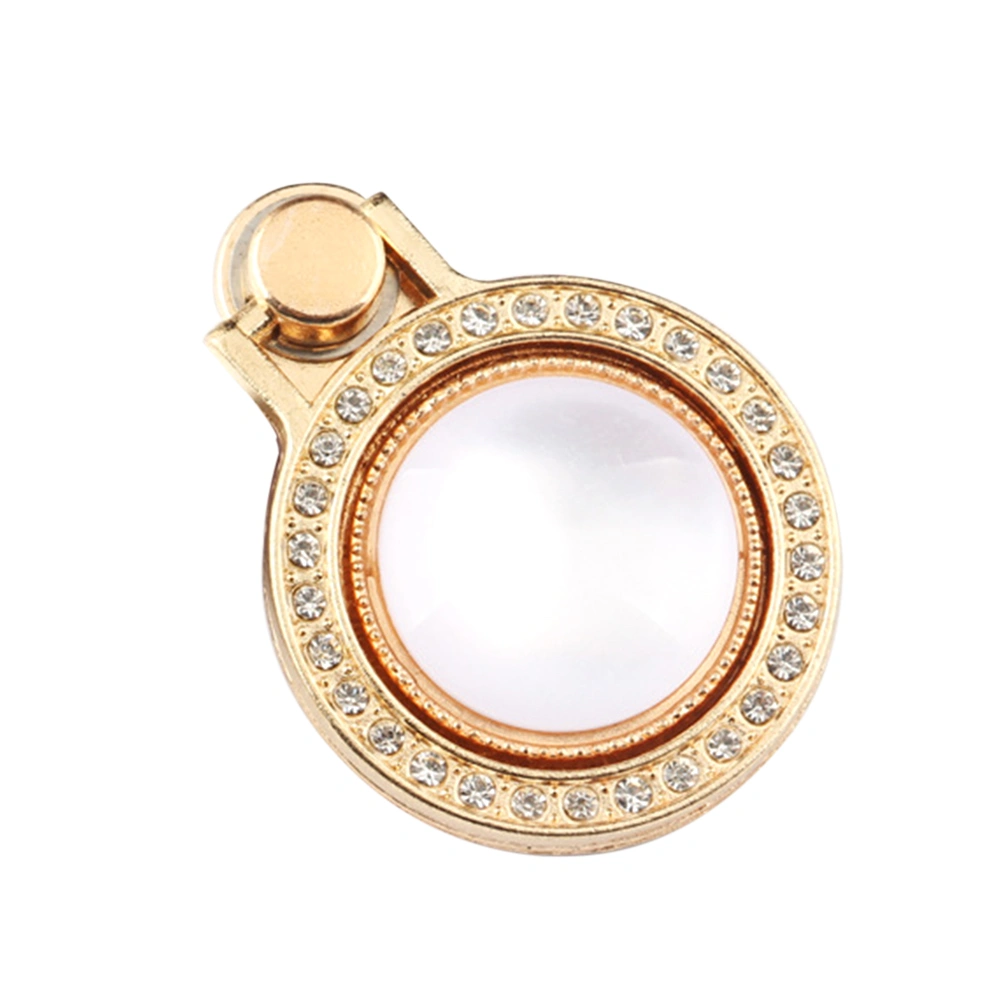 Universal Adjustable 360 Degree Rotation Phone Metal Ring Holder Gemstone Buckle Ring Bracket Finger Grip Phone Stand Holder (White Gem)