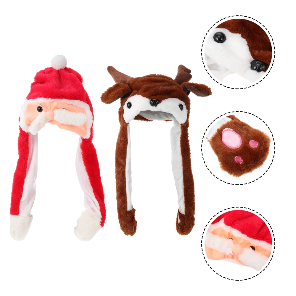 2pcs Decorative Cartoon Shape Hats Lovely Moving Hats Christmas Glowing Hats