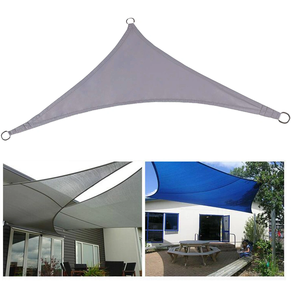 3x3x3m Triangle Sun Shade Sail Polyester Canopy Waterproof UV Block for Garden Swimming Pool (Grey)