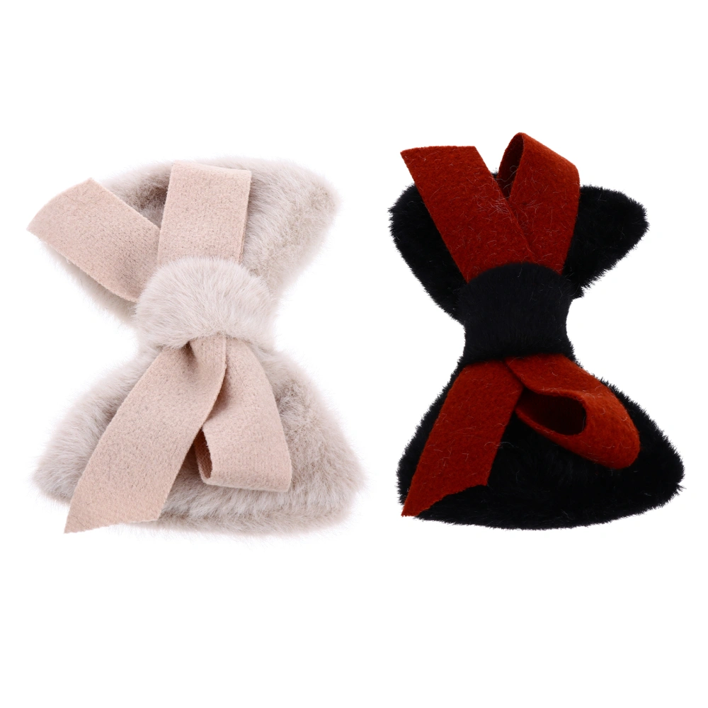 2Pcs Fashion Bowknot Hair Clips Plush Hair Barrettes Hair Bow Headdress