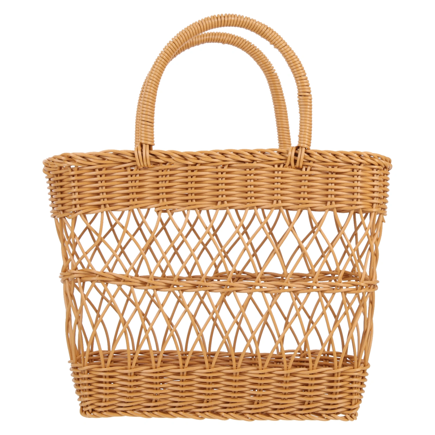 Portable Picnic Basket Hand-made Plastic Fruit Basket Fruit Storage Basket Woven Picnic Basket