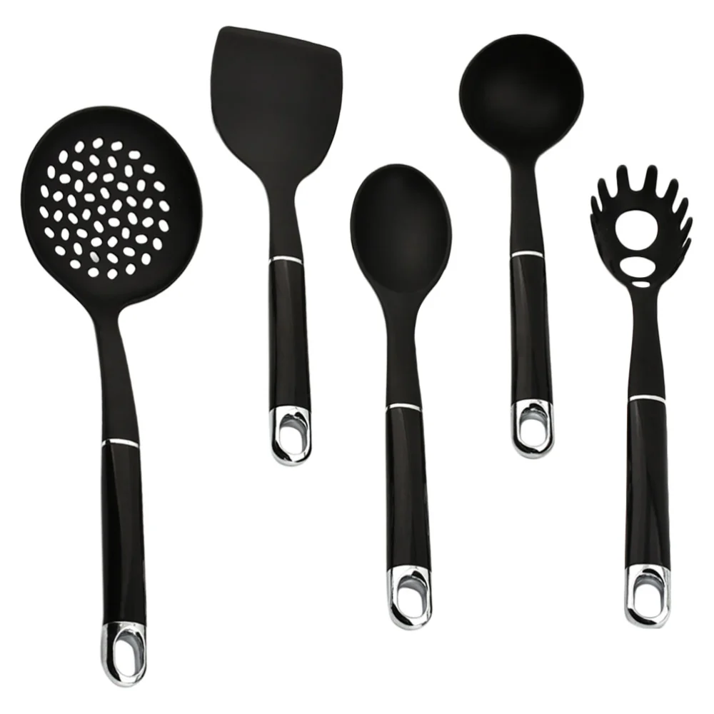 1 Set Kitchen Cookware Spatula and Spoon Household Cooking Tools (Black)