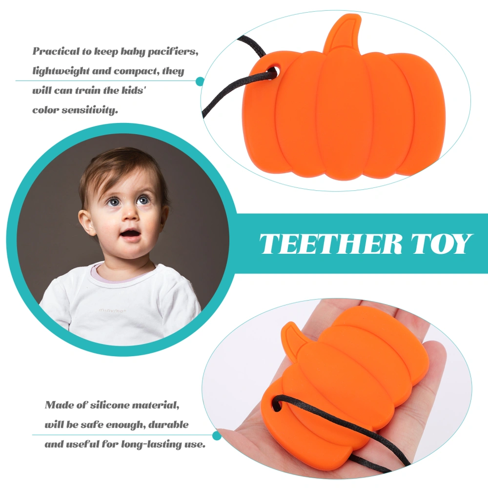 Baby Teether Toy Chewy Necklace Sensory Teether Silicone Pumpkin Teether Toy